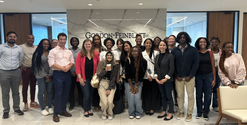 Image of Pre-Law Society and Pre-Law Students at Gord Feinblatt law firm.