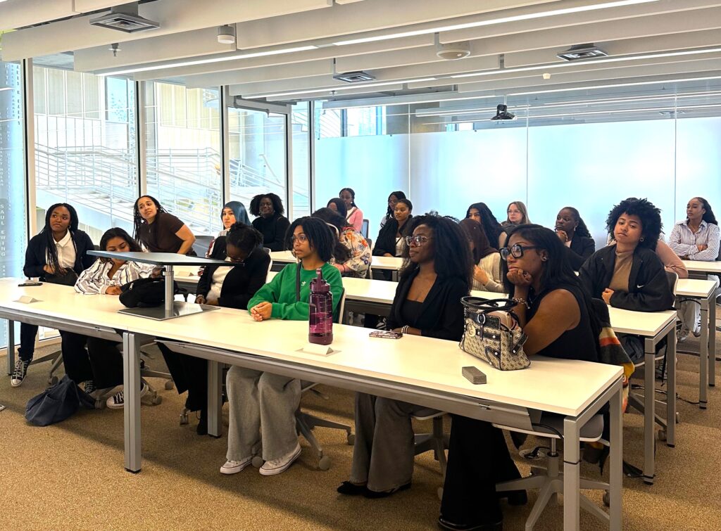 Pre-law students seated in classroom space at the University of Baltimore School of Law.